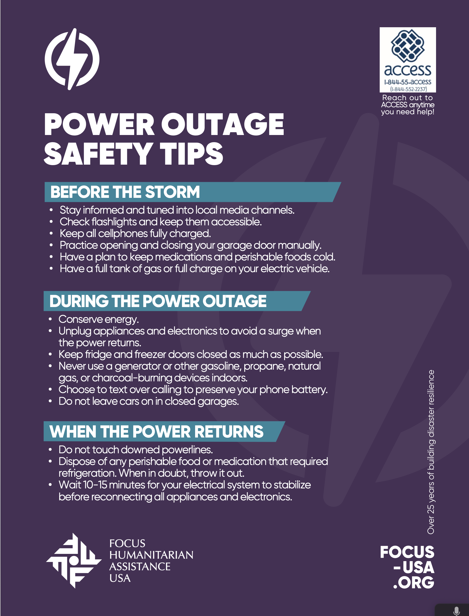 Power Outage Safety Checklist